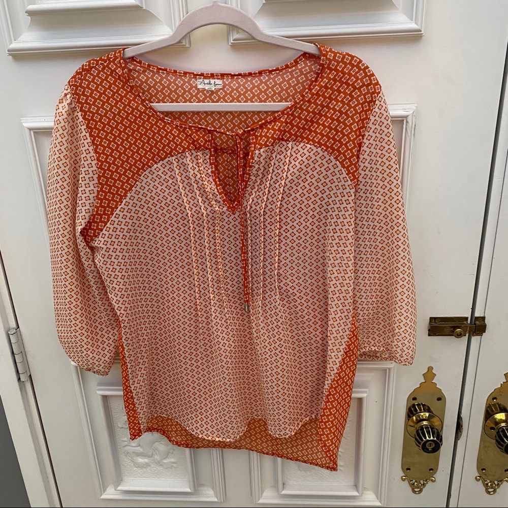 Orange Flower Blouse - Size MEDIUM